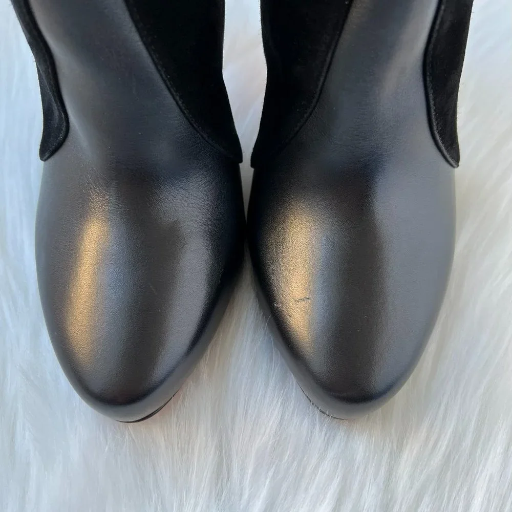 Christian Louboutin Women's Black Gaetanina Suede and Leather Bootie Size 38.5 - Picture 6 of 10